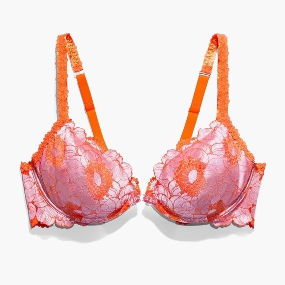 Savage X Fenty Women's PERFECT POPPIES UNLINED LACE DEMI BRA 38D NWT PLUS SIZE - Picture 4 of 5